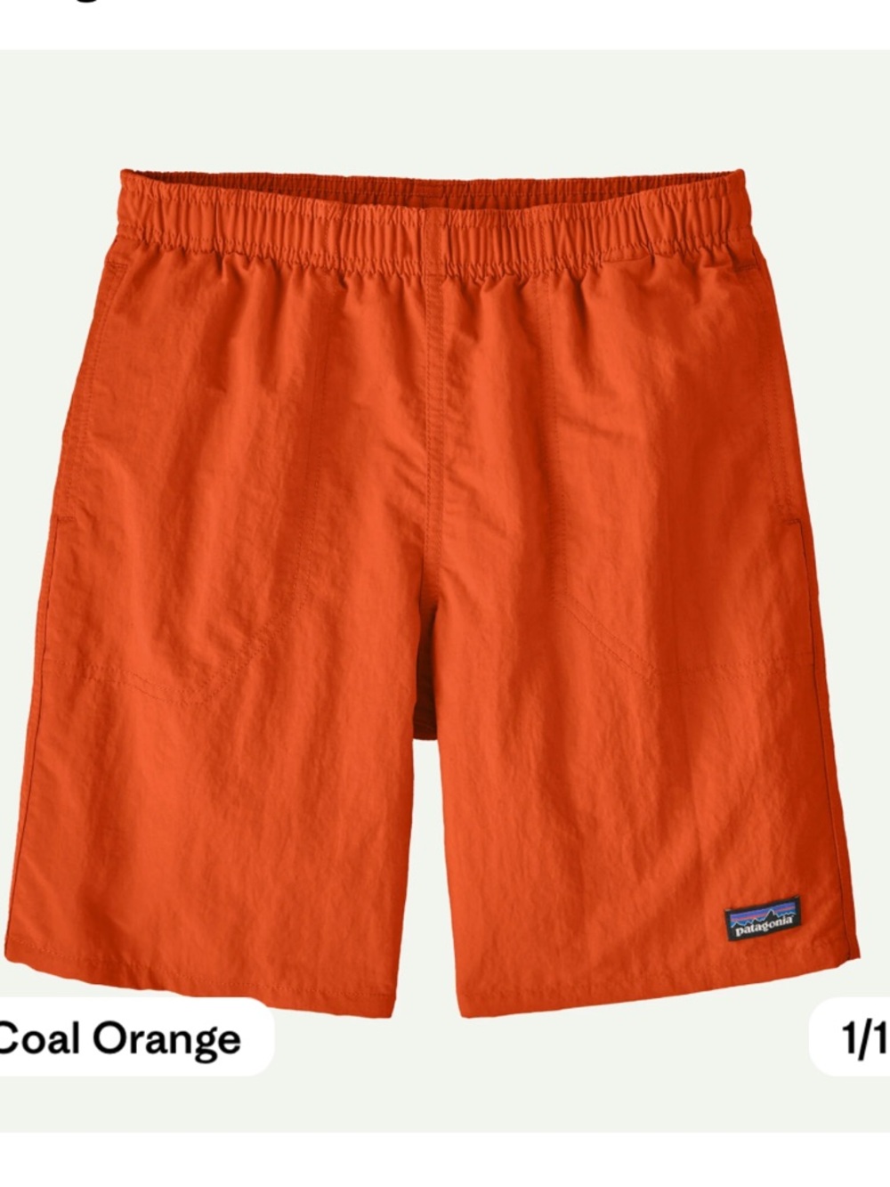 Patagonia Kids Baggies Coal Orange Swim Shorts With Liner